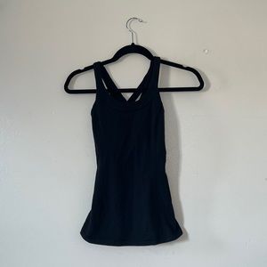 Lululemon Athletica black tank top with double strap cross back